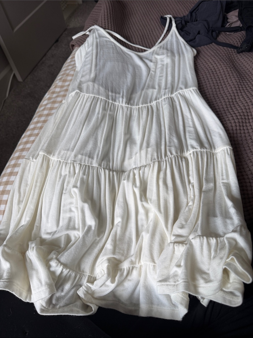 Top shop womens Cream Tiered Sundress - Lightweight Summer Dress